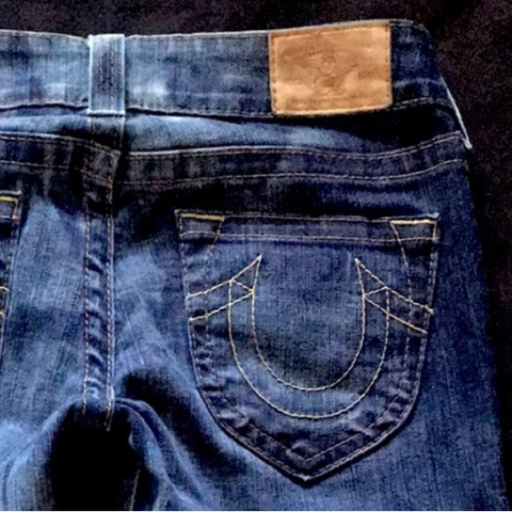 Women’s TRUE RELIGION Bleached Die Dye CROPPED RawEdge Jeans Sz 28